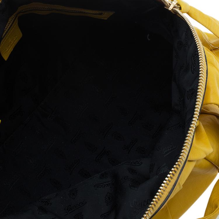 Pre Owned Gucci Yellow Leather Hysteria Top Handle Bag