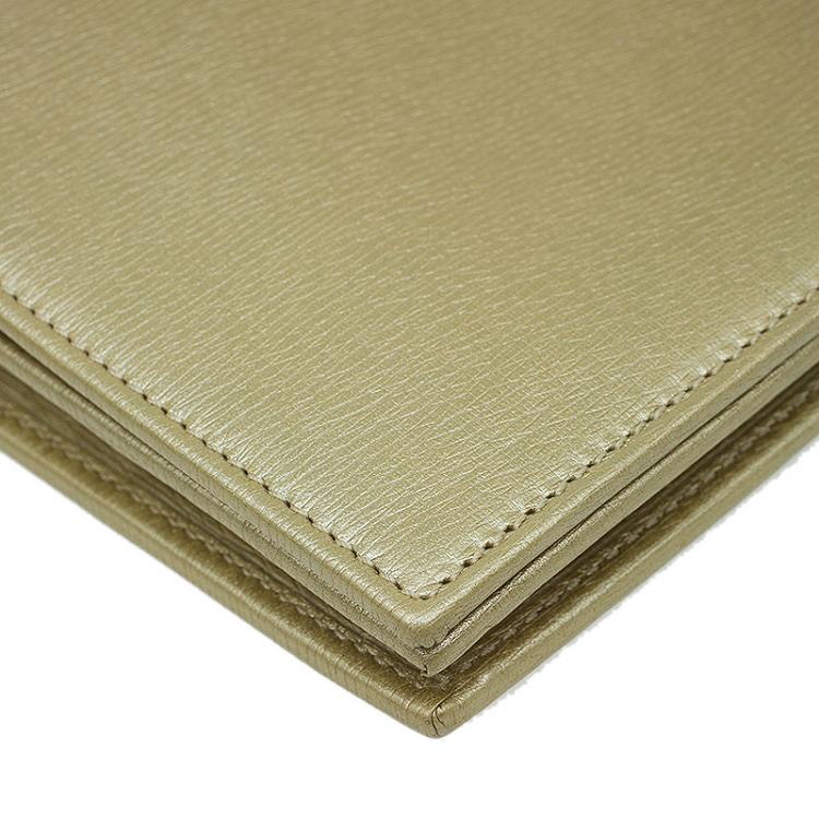 Pre Owned Gucci Gold Metallic Leather Betty Wallet On Chain