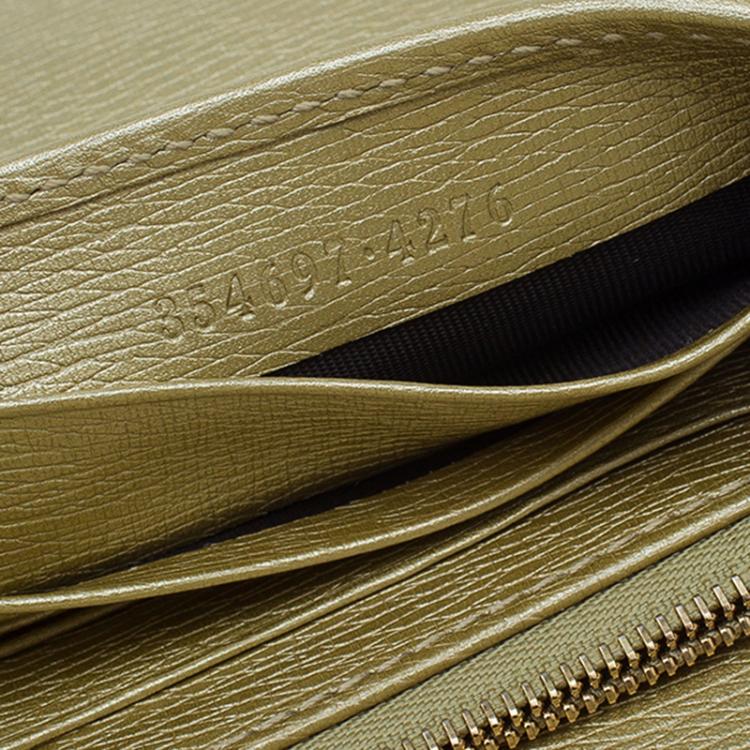 Pre Owned Gucci Gold Metallic Leather Betty Wallet On Chain