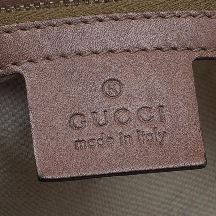 Pre Owned Gucci Brown Leather Medium GG Running Tote