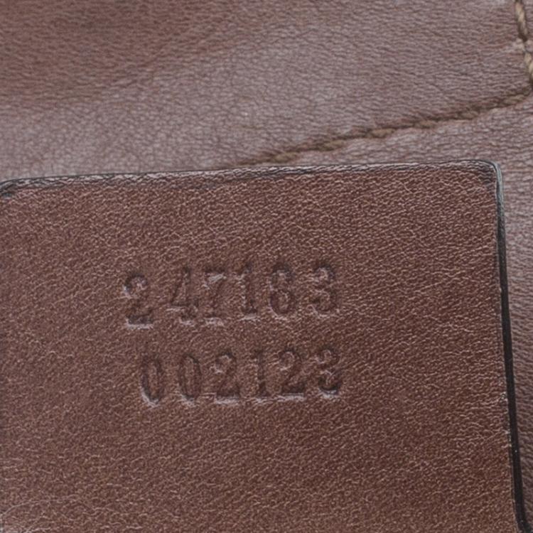 Pre Owned Gucci Brown Leather Medium GG Running Tote