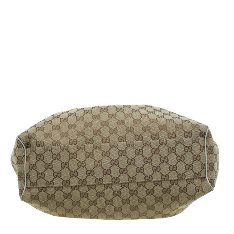 Pre Owned Gucci Beige GG Canvas Medium Sukey Tote