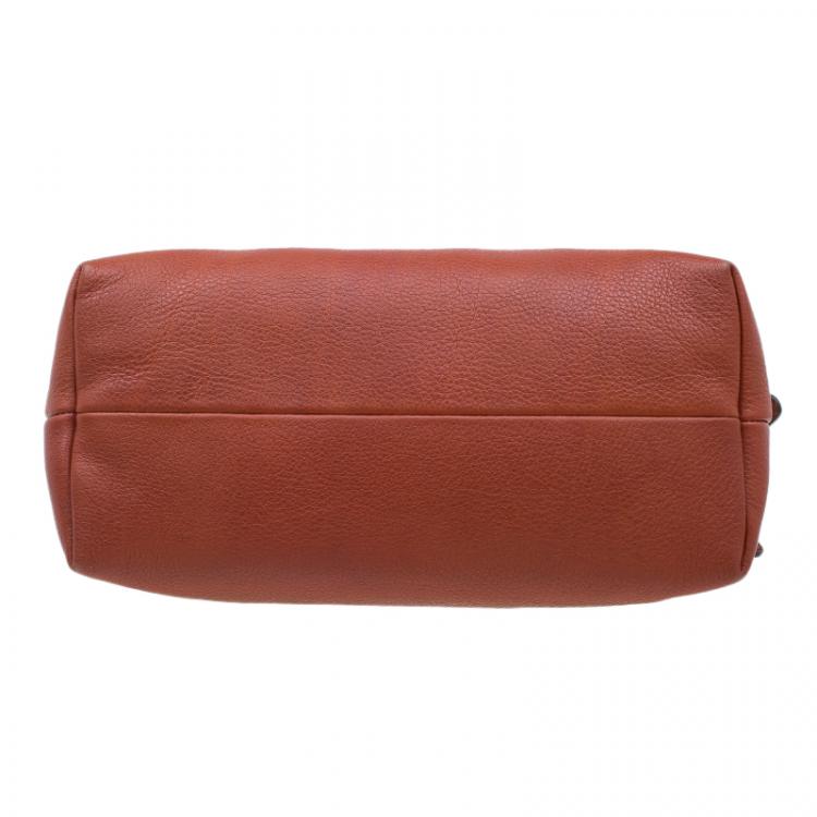 Pre Owned Gucci Beige/Orange GG Canvas and Leather Laidback Crafty Top Handle Bag