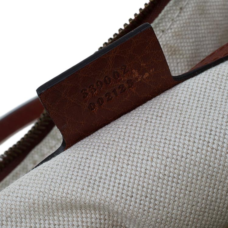 Pre Owned Gucci Beige/Orange GG Canvas and Leather Laidback Crafty Top Handle Bag
