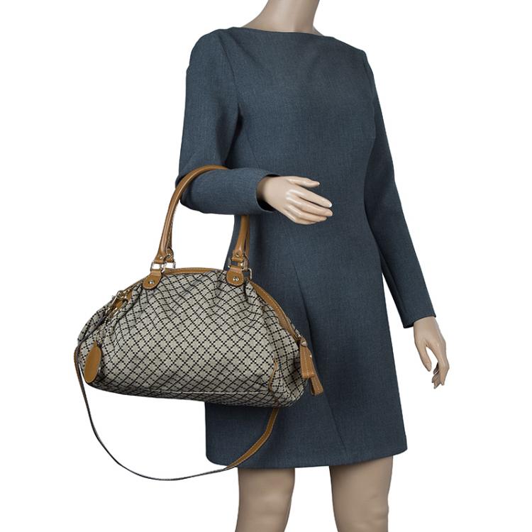 Pre Owned Gucci Beige/Ebony Diamante Canvas Medium Sukey Boston Bag