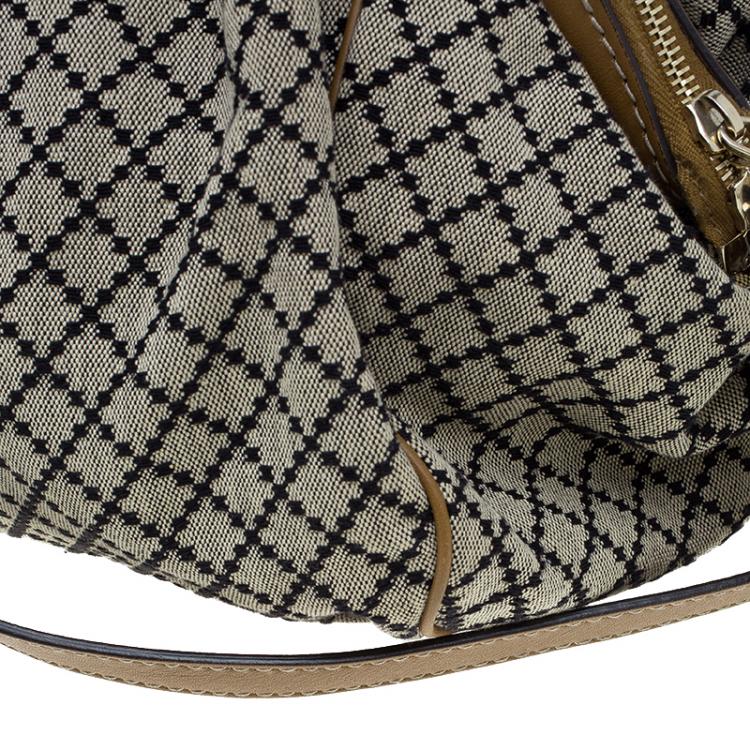 Pre Owned Gucci Beige/Ebony Diamante Canvas Medium Sukey Boston Bag