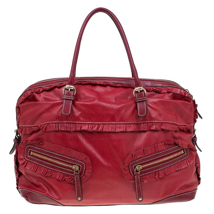 GUCCI Large Sabrina Boston Red Leathe handbag with dust bag