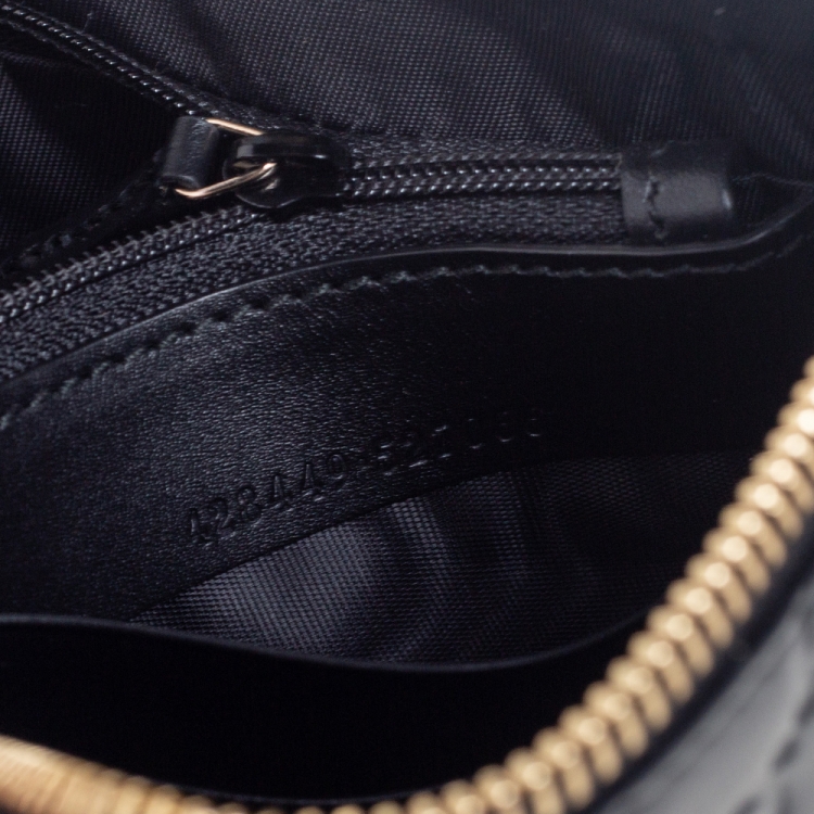 مملوكة مسبقًا Gucci Black Guccissima Leather Wristlet Zip Chain Clutch