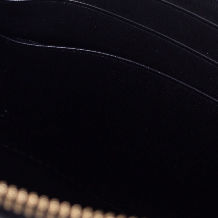 مملوكة مسبقًا Gucci Black Guccissima Leather Wristlet Zip Chain Clutch