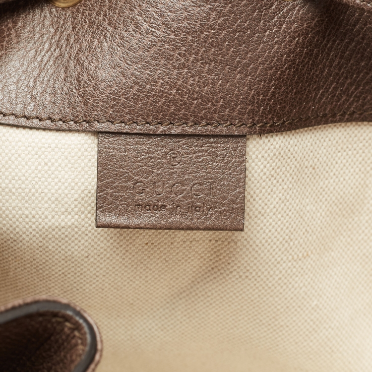 Pre Owned Gucci Beige/Brown GG Supreme Canvas and Leather Ophidia Bucket Bag