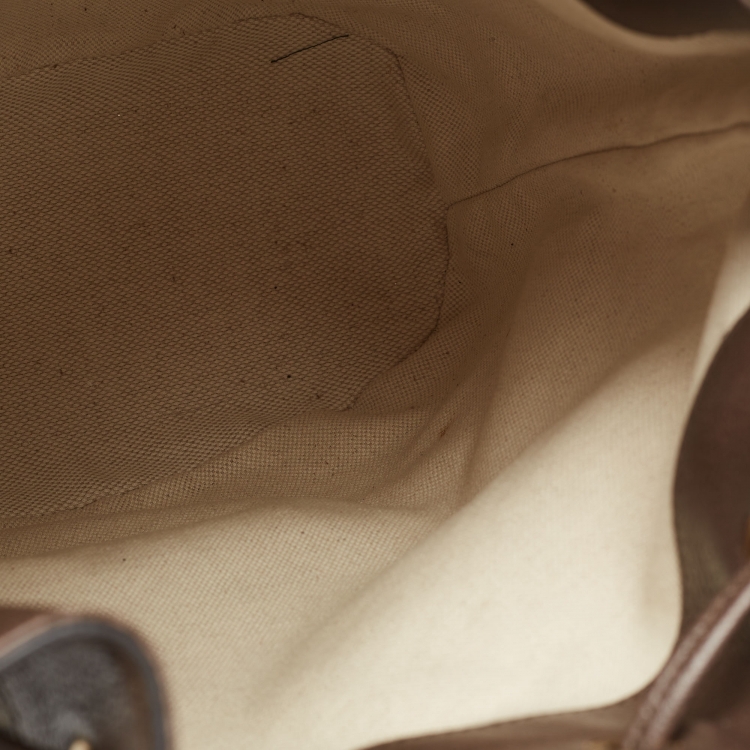Pre Owned Gucci Beige/Brown GG Supreme Canvas and Leather Ophidia Bucket Bag
