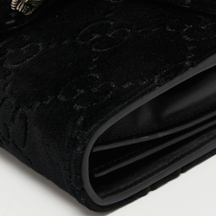 Pre Owned Gucci Black GG Velvet Mini Dionysus Wallet On Chain