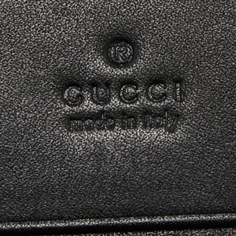 Pre Owned Gucci Black Matelassé Leather GG Marmont Card Case