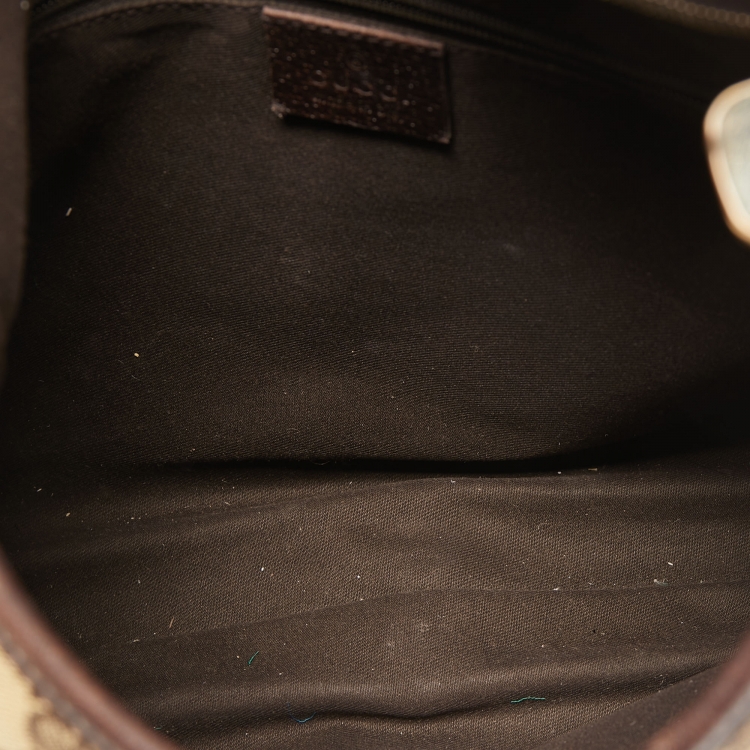 Pre Owned Gucci Beige/Brown GG Canvas and Leather Medium Abbey D-Ring Hobo