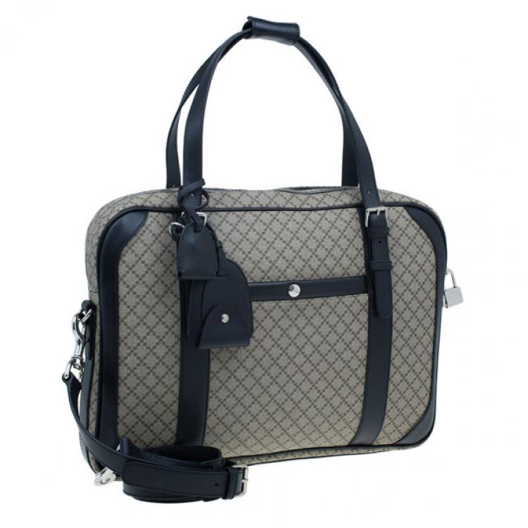 Pre Owned Gucci Black Monogram Canvas Diamante Briefcase