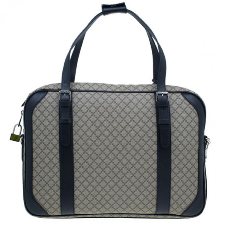 Pre Owned Gucci Black Monogram Canvas Diamante Briefcase