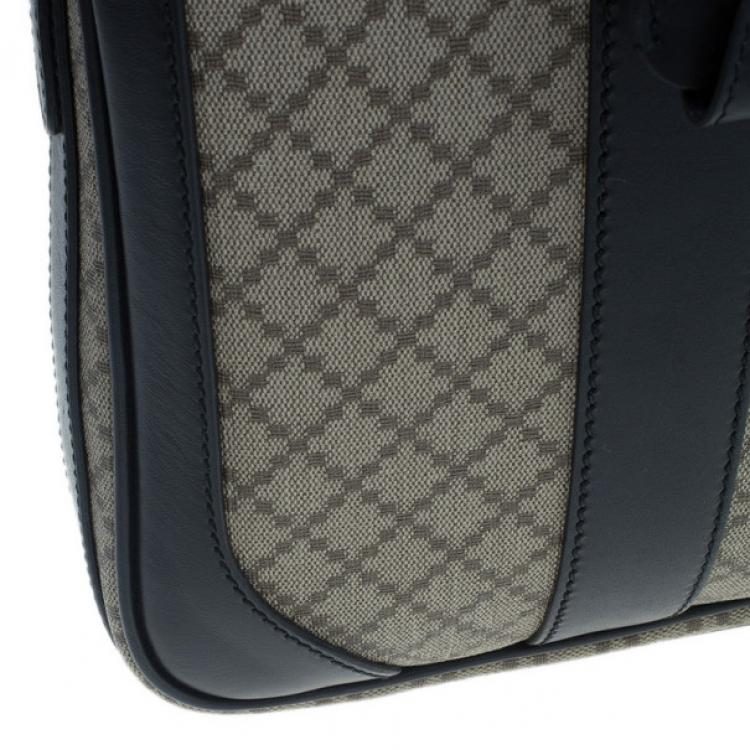 Pre Owned Gucci Black Monogram Canvas Diamante Briefcase