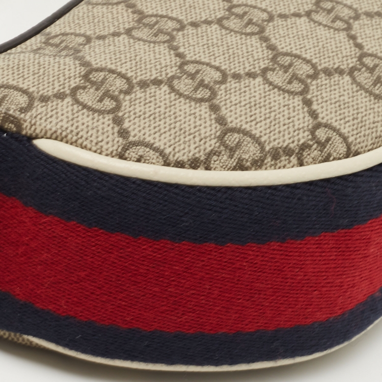 Pre Owned Gucci Beige/Cream GG Supreme Canvas and Leather Mini Ophidia Bag