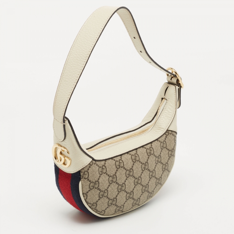 Pre Owned Gucci Beige/Cream GG Supreme Canvas and Leather Mini Ophidia Bag