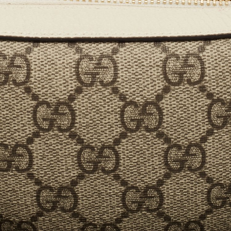 Pre Owned Gucci Beige/Cream GG Supreme Canvas and Leather Mini Ophidia Bag
