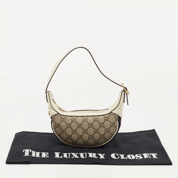 Pre Owned Gucci Beige/Cream GG Supreme Canvas and Leather Mini Ophidia Bag