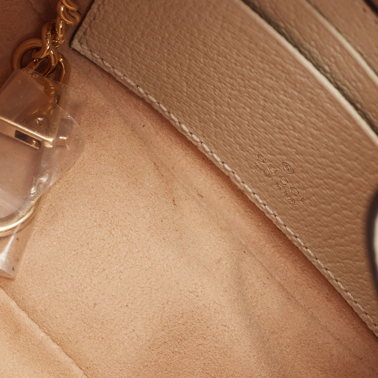 Pre Owned Gucci Beige/Cream GG Supreme Canvas and Leather Mini Ophidia Bag