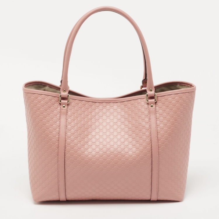 Pre Owned Gucci Pink Microguccissima Leather Large Joy Shopper Tote