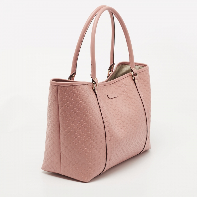 Pre Owned Gucci Pink Microguccissima Leather Large Joy Shopper Tote