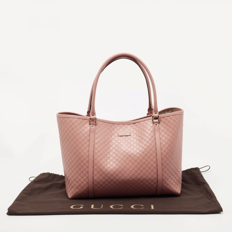 Pre Owned Gucci Pink Microguccissima Leather Large Joy Shopper Tote