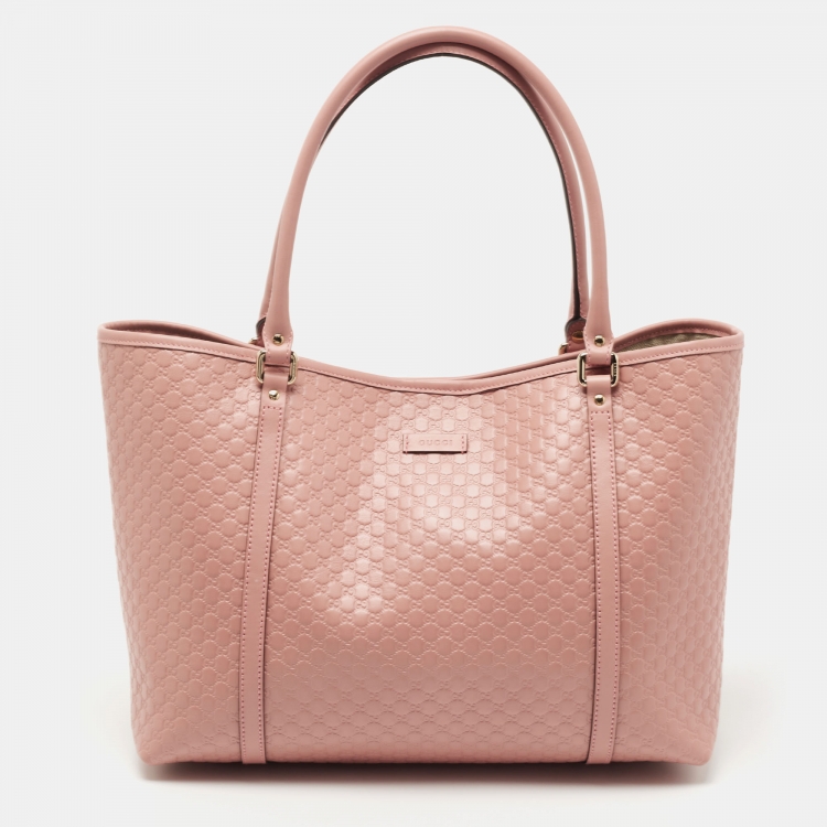 Pre Owned Gucci Pink Microguccissima Leather Large Joy Shopper Tote