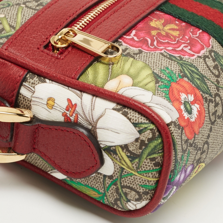 Pre Owned Gucci Multicolor Flora GG Supreme Coated Canvas and Leather Mini Ophidia Crossbody Bag