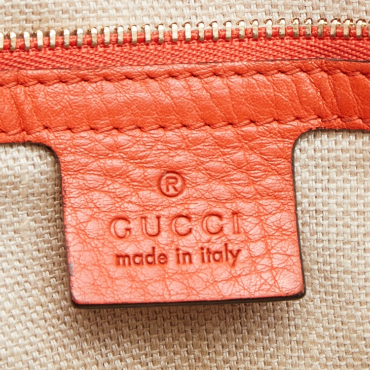 Pre Owned Gucci Beige/Orange GG Canvas and Leather Boston Bag