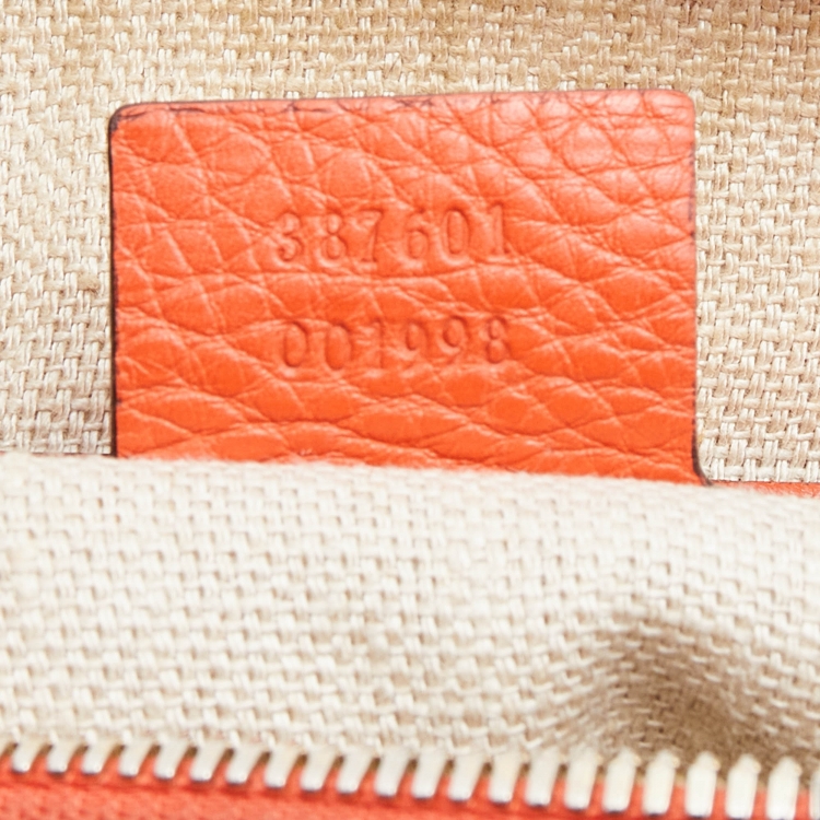 Pre Owned Gucci Beige/Orange GG Canvas and Leather Boston Bag