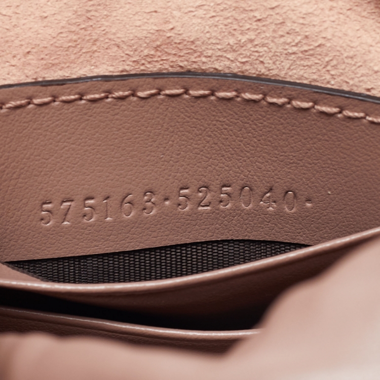 Pre Owned Gucci Beige Matelassé Leather Mini GG Marmont Torchon Bucket Bag      