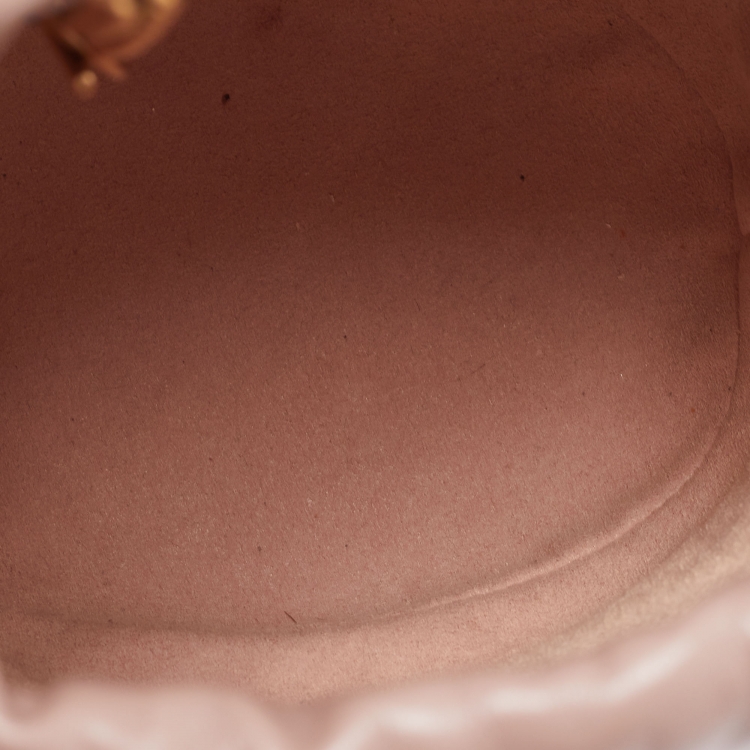 Pre Owned Gucci Beige Matelassé Leather Mini GG Marmont Torchon Bucket Bag      