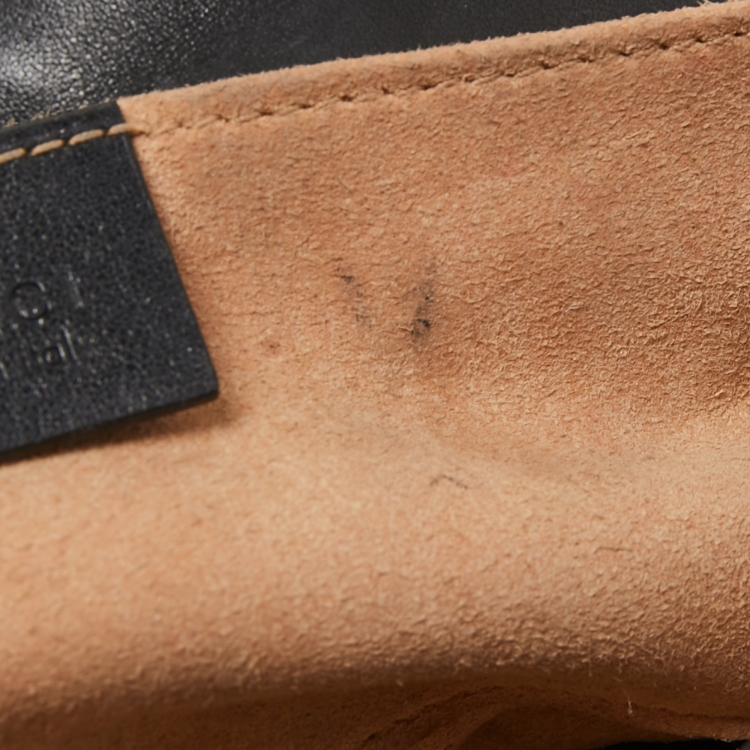 Pre Owned Gucci Black Matelassé Leather Mini GG Marmont Shoulder Bag