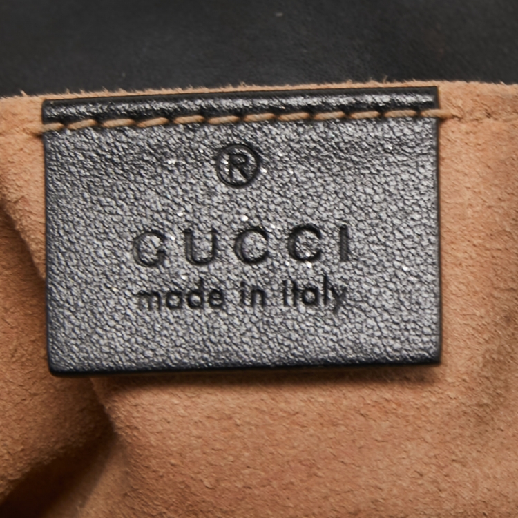 Pre Owned Gucci Black Matelassé Leather Mini GG Marmont Shoulder Bag