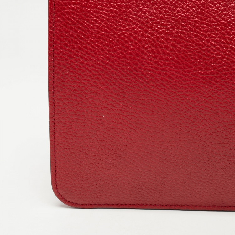 Pre Owned Gucci Red Leather Dollar Interlocking Shoulder Bag