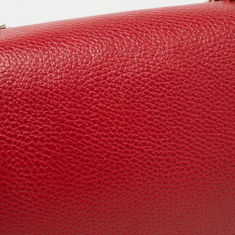 Pre Owned Gucci Red Leather Dollar Interlocking Shoulder Bag