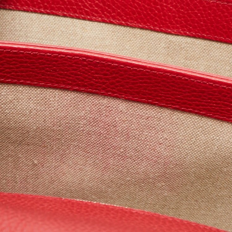 Pre Owned Gucci Red Leather Dollar Interlocking Shoulder Bag