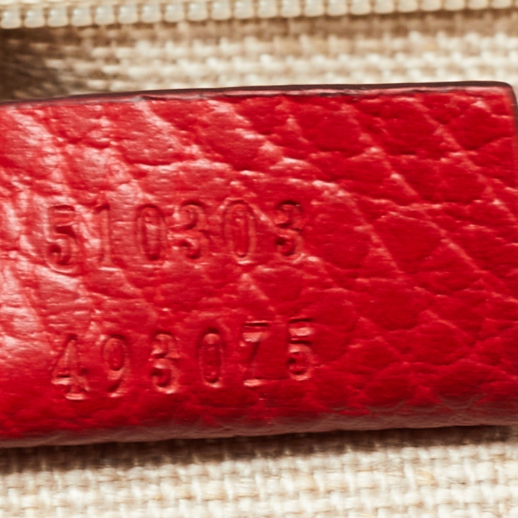 Pre Owned Gucci Red Leather Dollar Interlocking Shoulder Bag