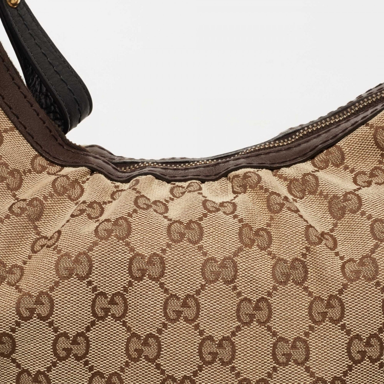 مملوكة مسبقًا Gucci Beige/Black GG Canvas Interlocking G Medium Hobo 