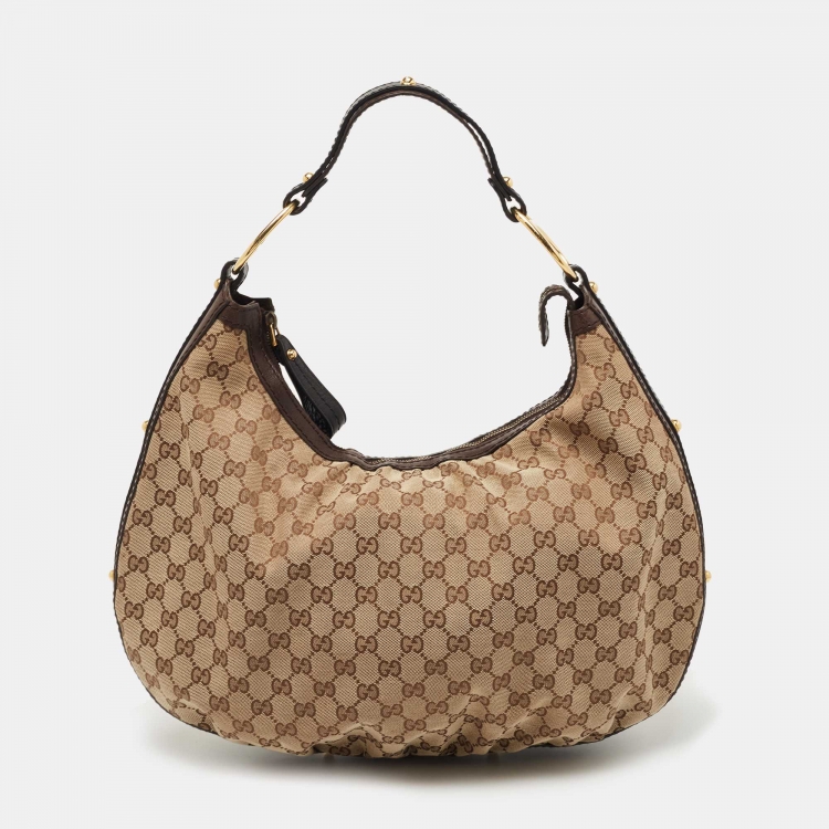 Gucci Interlocking G Medium GG Canvas Hobo Bag Beige