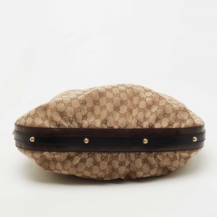 مملوكة مسبقًا Gucci Beige/Black GG Canvas Interlocking G Medium Hobo 