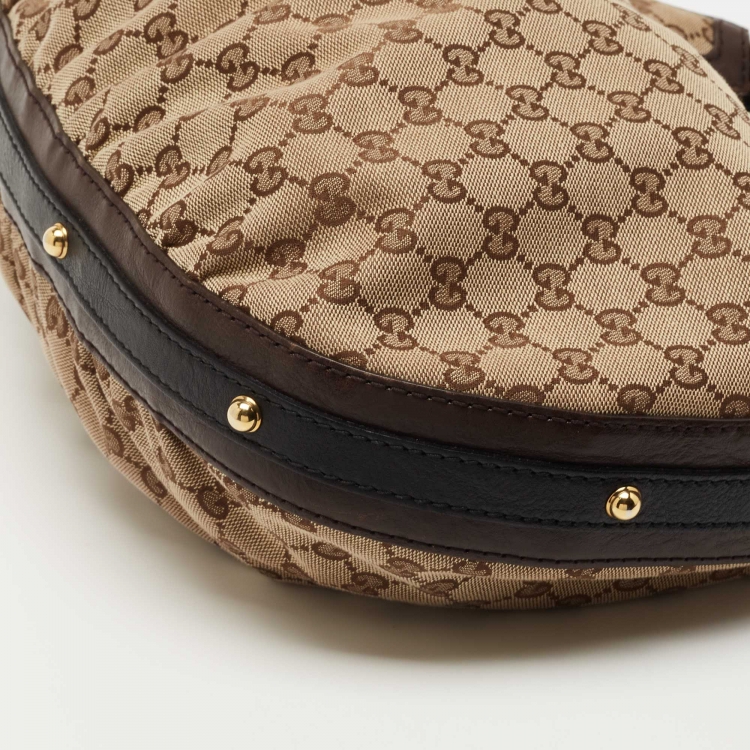 مملوكة مسبقًا Gucci Beige/Black GG Canvas Interlocking G Medium Hobo 