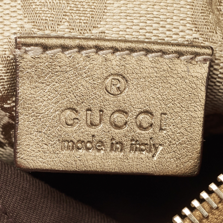 Pre Owned Gucci Beige/Gold GG Canvas and Leather Double Pocket Belt Bag