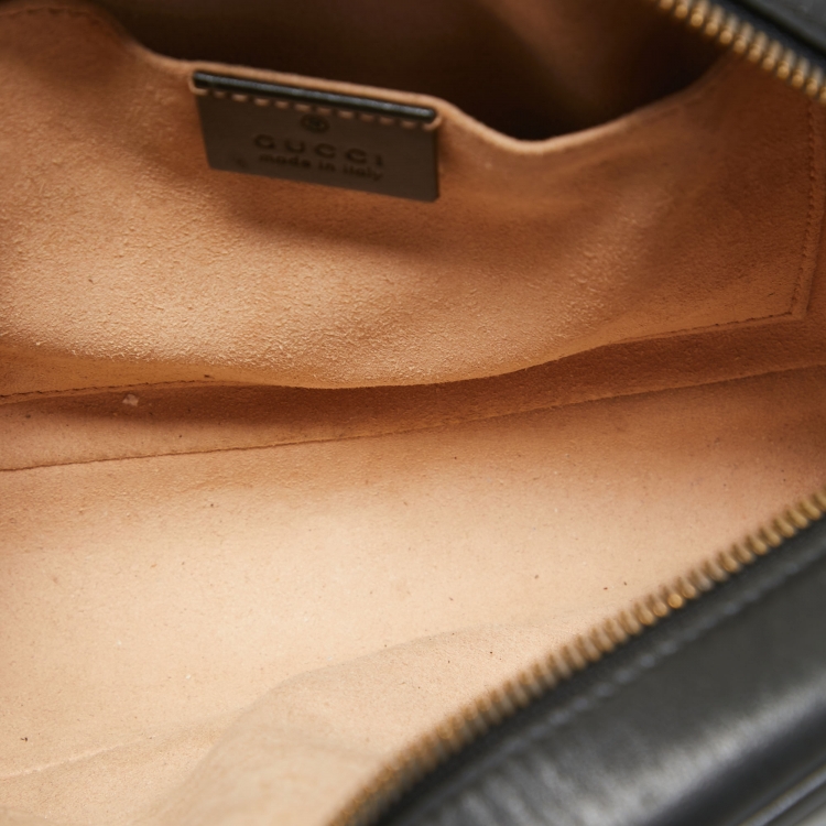 Pre Owned Gucci Black Matelasse Leather Small GG Marmont Shoulder Bag