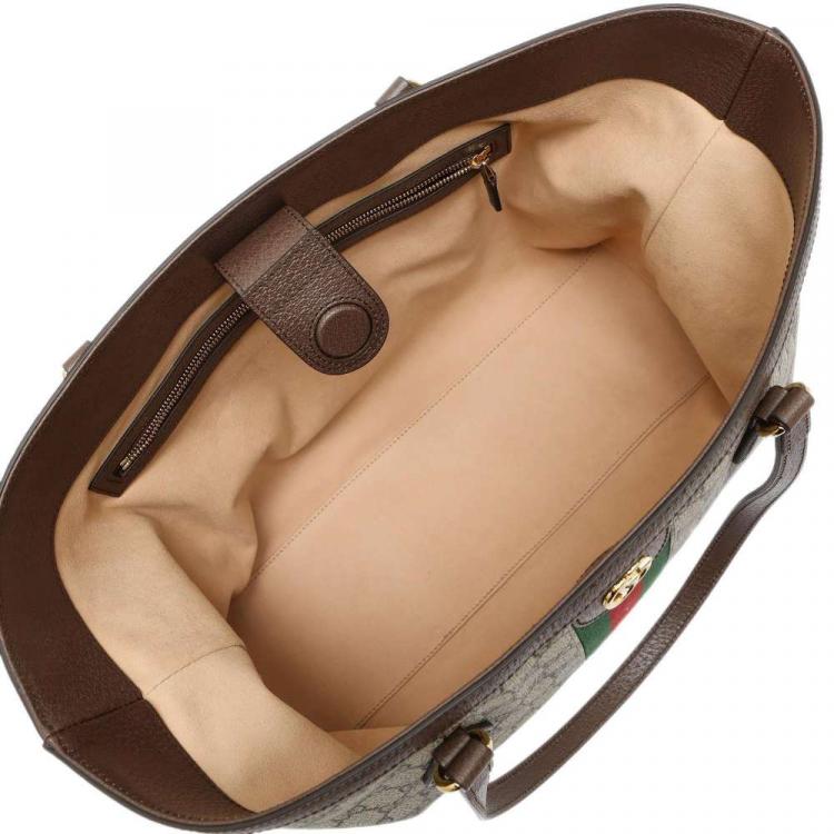 Pre Owned Gucci Beige/Brown GG Supreme Coated Canvas Leather Ophidia Tote Bag 
