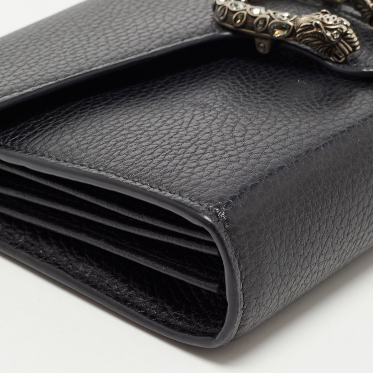 Pre Owned Gucci Black Leather Dionysus Wallet On Chain