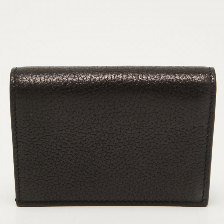 Pre Owned Gucci Black Leather Blind For Love Bee Card Case